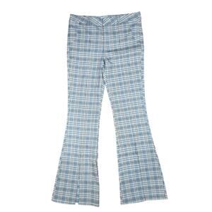 NWT Womens Flared Bell Bottom XL Pants Plaid Sugar Rain Rayon 70s Retro